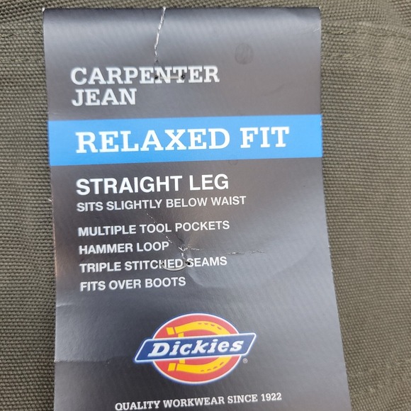 Dickies Carpenter Pants Mens 40x30 Green Relaxed Fit Straight Workwear - Picture 5 of 12